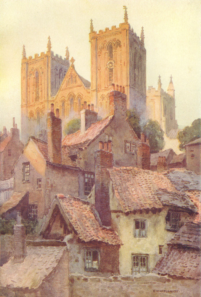 Ripon. The Minster from the Old Town. Yorkshire. By Ernest Haslehust 1920